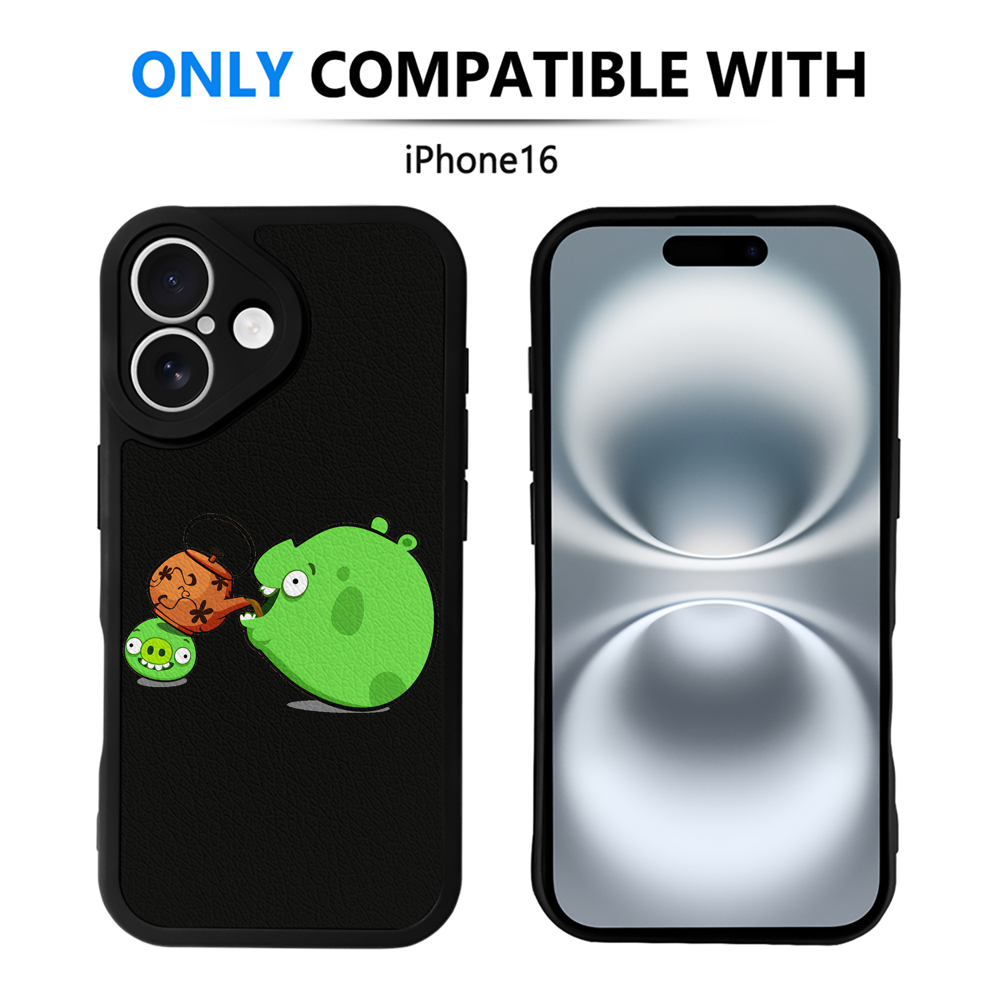 （画像用） Angry Birds アングリーバード 【iPhone 16シリーズ対応】シリコンスマホケース（レザー調） 材質：シリコン